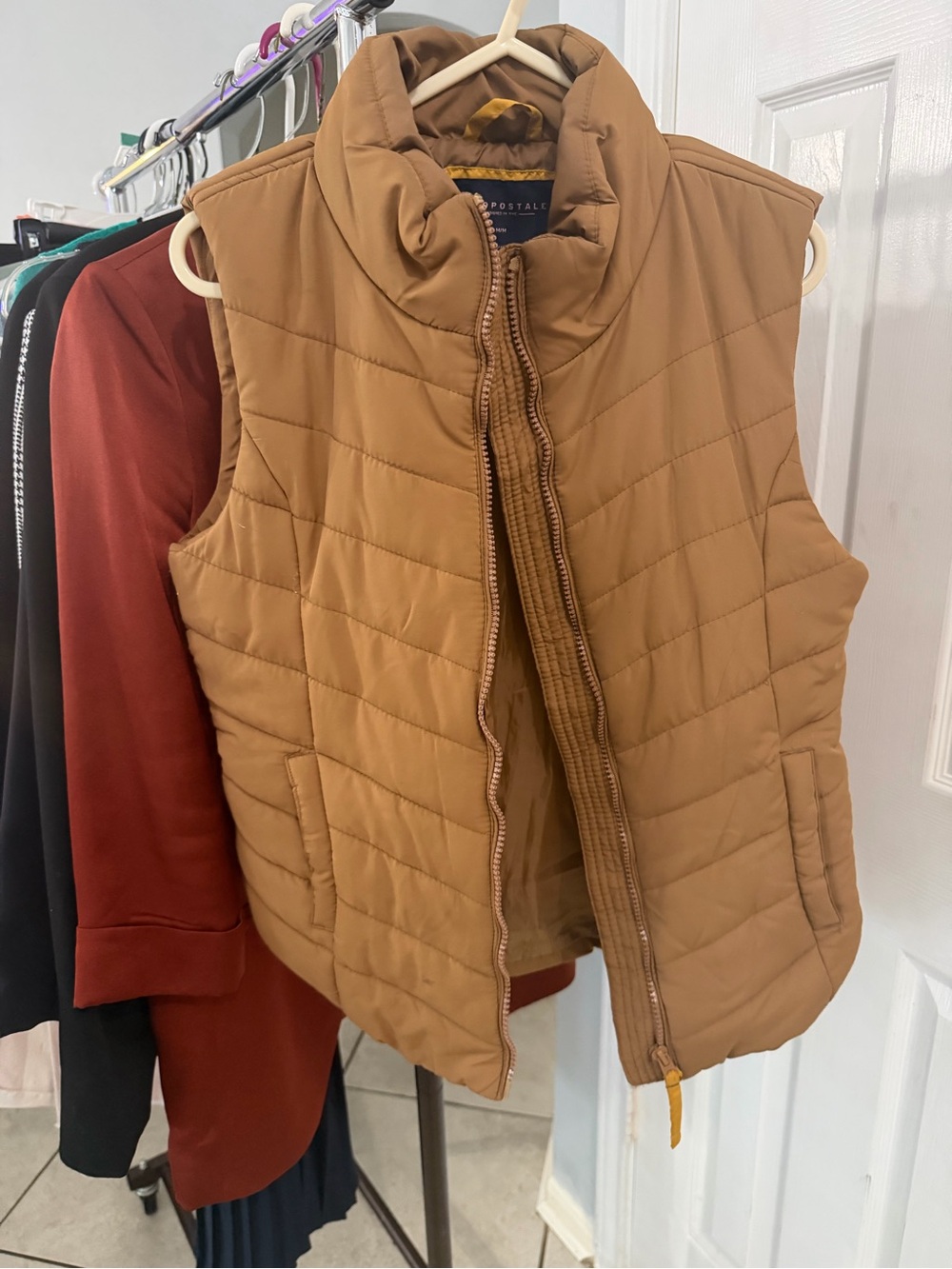 Aeropostale Quilted Tan Puffer Vest for Women
